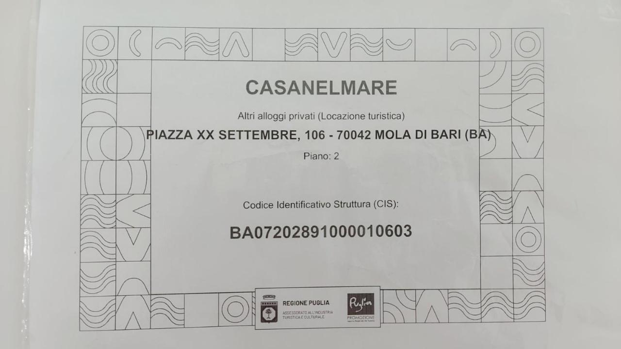 Casanelmare Lägenhet Mola di Bari Exteriör bild